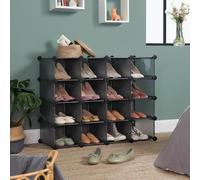 SONGMICS 16-Cube DIY Stackable Storage System Closet Divider PP Shelves in Grey SONGMICS Grey