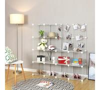 SONGMICS 16 Cube Metal Wire Storage DIY Modular Shelving Grids Organiser in White SONGMICS White