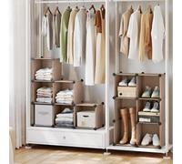 Songmics 16-Cube Organizer, Diy Stackable Storage System, Shoe Rack, Closet Divider, Pp Plastic Shelves, Camel Brown