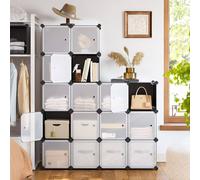 SONGMICS 16-Cube Stackable Storage Cabinet with Doors Wardrobe System in Black SONGMICS Black