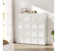 SONGMICS 16-Cube Stackable Storage Cabinet with Doors Wardrobe System in White SONGMICS White