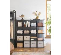 Songmics 16-Cube Storage Unit, Pp Plastic Shelf, Wardrobe, Closet Divider, For Bedroom, Office, 31 X 123 X 123 Cm, Grey