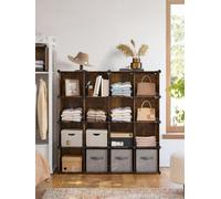 Songmics 16-Cube Storage Unit, Shoe Rack, Diy Shelving System, Stackable Cubes,closet Divider, 31 X 123 X 123 Cm, Rustic Brown