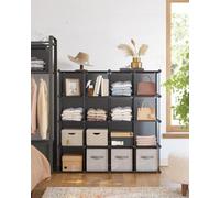 Songmics 16-Cube Storage Unit, Shoe Rack, Diy Shelving System, Stackable Cubes, Pp Plastic Shelf, Wardrobe, Closet Divider