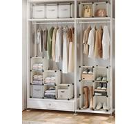 Songmics 16-Cube Storage Unit, Shoe Rack, Diy Shelving System, Stackable Cubes, Pp Plastic Shelf, Wardrobe, Closet Divider