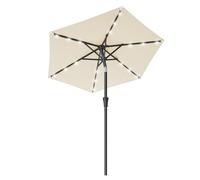 SONGMICS 2.1 m Garden Parasol Umbrella, 32 Solar Powered LED Lights, UPF 50+, 30° Dual-Tilt System, Outdoor Terrace Pool Balcony, Without Base, Beige GPU222LZ01