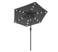 SONGMICS 2.1 m Garden Parasol Umbrella, 32 Solar Powered LED Lights, UPF 50+, 30° Dual-Tilt System, Outdoor Terrace Pool Balcony, Without Base, Grey GPU222GZ01