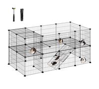 SONGMICS 2-Floor Metal Pet Playpen, 36 Grid Panels 123 x 63 x 61 cm, Black