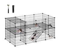 SONGMICS 2-Floor Metal Pet Playpen, 36 Grid Panels, Customisable Cage Enclosure for Small Animals, Guinea Pigs Hamster Runs, Rabbit Hutches, Includes