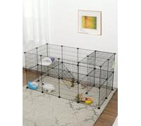 Songmics 2-Floor Metal Pet Playpen, 36 Grid Panels, Customisable Cage Enclosure For Small Animals,rabbit Hutches, Includes Mallet