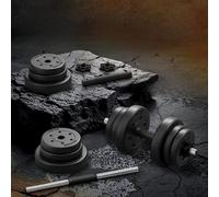 Songmics 2-In-1 Adjustable Dumbbells With Barbell Option, Includes Plastic-Coated Plates For Home Workouts, Ink Black