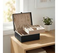 Songmics 2-Layer Jewellery Box, Removable Jewellery Tray, Jewellery Storage, Floating Effect, Gift Idea, Black