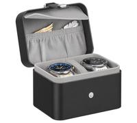 Songmics 2-Slot Watch Travel Case, Watch Box For 2 Watches, Pillow With Hidden Storage, Adjustable Divider, Flap Pocket