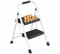 SONGMICS 2-Step Ladder, Wide Anti-Slip Pedals Step Stool, 150 kg Load | Folding Steel Step Stool, Stepladder, 54.5 x 46.5 x 79 cm, for Home, Kitchen, Garden, White, BRODY Collection GSL202WZ01
