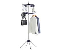 SONGMICS 2-Tier Clothes Drying Rack, 72-Inch Folding Laundry Drying Rack with 3 Rotatable Arms for Hangers, 24 Clips, Stainless Steel, for 27 Pieces of Clothes, Blue and Silver ULLR512Q01