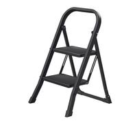 Songmics 2-Tier Folding Stool, Step Ladder With Safety Lock, For Home Storage, Black
