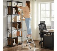 Songmics 2-Tier Folding Stool, Step Ladder With Safety Lock, For Home Storage, White