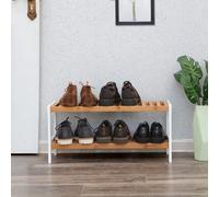 Songmics 2-Tier Shoe Rack Bamboo Shoe Organiser Storage Shelf Rack