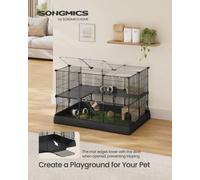Songmics 2-Tier Small Animal Playpen Cage With Waterproof Mat, Top And Side Door, For Rabbits, Guinea Pigs, 35 Panels