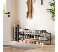 SONGMICS 2-Tier Stackable Metal Shoe Storage Rack Organiser in Black SONGMICS Black