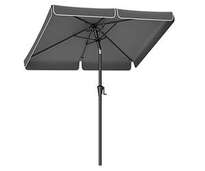 SONGMICS 2 x 1.5 m Patio Umbrella, Rectangular Garden Parasol Umbrella, UPF 50+, 30° Tilt in 2 Directions, for Garden, Patio, Base Not Included, Grey GPU048G01