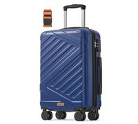 SONGMICS 20 Inch Hard Shell Suitcase, ABS Travel Luggage with TSA Lock, 4 Double Spinner Wheels, Travel Case with Strap, Cabin Suitcase, Bijou Blue RLP001Q101