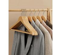 Songmics 20-Pack Coat Hangers, Maple Wood Clothes Hangers With Shoulder Notches, Trousers Bar, 360 Degree Swivel Hook, Natural Crw001-20