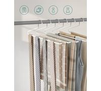 Songmics 20-Pack Trousers Hangers, Metal Scarf Hangers, Non-Slip, Chrome-Plated, 38 X 13 Cm, White