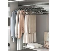 Songmics 20-Piece Non-Slip Garment Hanger Set, With Tie Bar And Swivel Hook, Space-Saving Dress And Trouser Organization, Grey