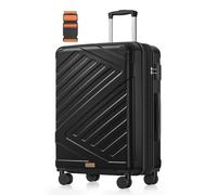 SONGMICS 24 Inch Hard Shell Suitcase, ABS Travel Luggage with TSA Lock, 4 Double Spinner Wheels, Travel Case with Strap, Medium Suitcase, Expandable, Ink Black RLP002B101
