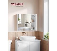 Songmics 3-Door Bathroom Wall Cabinet, 60 X 15 X 55 Cm, Cupboard With Mirror, Storage Cabinet, With Adjustable Shelf, Modern