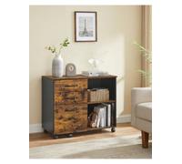 Songmics 3 Drawer File Cabinet Mobile File Cabinet Lateral Open Compartments , Rustic Brown And Black ,white With Wood Grain