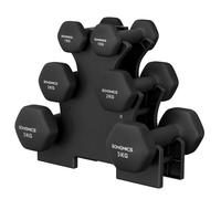 SONGMICS 3 Pairs Dumbbells Set with Stand, 9KG/12KG/18KG Total, Weights for Fitness Training