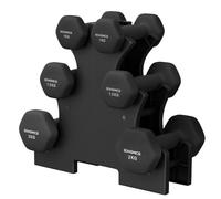 SONGMICS 3 Pairs Dumbbells Set with Stand, 9KG/12KG/18KG Total, Weights for Fitness Training