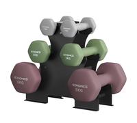 SONGMICS 3 Pairs Dumbbells Set with Stand, 9KG/12KG/18KG Total, Weights for Fitness Training