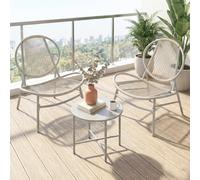 Songmics 3-Piece Patio Bistro Furniture Set With Acapulco Chairs, Side Table And 2 Chairs, Dove Grey