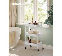Songmics 3-Tier Rolling Cart, Metal Storage Cart, Kitchen Storage Trolley With 2 Brakes And Handles, Utility Trolley