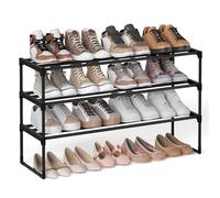 SONGMICS 3-Tier Shoe Rack, Metal Shoe Storage Organiser Fits 16 to 20 Pairs | Shoe Storage Rack 30 x 92 x 55 cm, Upright or Upside Down Stackable for Hallway,Black,DEKY CollectionLSA303B02