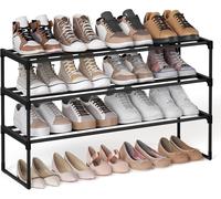 SONGMICS 3-Tier Shoe Rack, Storage 3 Tier (92W x 55H cm), Black