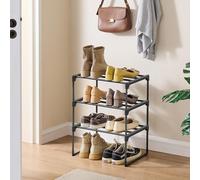 SONGMICS 3-Tier Shoe Rack Storage Organiser Metal Storage Rack Stackable in Black SONGMICS Black