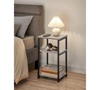 Songmics 3-Tier Side Table, End Table With Sturdy Steel Frame, Industrial Bedside Table, Heather Greige And Classic Black