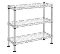 SONGMICS 3-Tier Spice Rack, Metal Kitchen Counter Shelf with PP Sheets, Adjustable Shelves, Jar Rack, 15 x 40 x 39.5 cm, Matte Silver LGR025E01