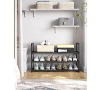 SONGMICS 3-Tier Stackable Metal Shoe Rack Upright or Upside-Down Storage in Black SONGMICS Black