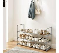 SONGMICS 3-Tier Stackable Metal Shoe Rack Upright or Upside-Down Storage in Grey SONGMICS Grey