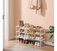 SONGMICS 3-Tier Stackable Metal Shoe Rack Upright or Upside-Down Storage in White SONGMICS White
