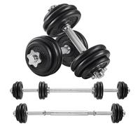 SONGMICS 30KG Adjustable Cast Iron Dumbbell Set with Steel Pipe, Card Dumbbell Set, SYL30LBK