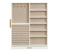 Songmics 360 Degree Rotating Jewellery Organiser, Vertical Storage Box With Glass Window, 7 Drawers, White