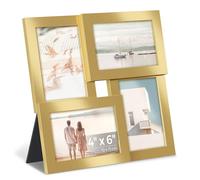 SONGMICS Collage Picture Frame, 4 Frames for 4x6 Photos, Wall Decor, Multi Photo Frames, Pale Gold RPF025A01