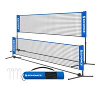 SONGMICS 4 m Badminton Net, Volleyball Net, Adjustable Height Poles
