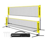 SONGMICS 4 m Badminton Net, Volleyball Net, Adjustable Height Poles Portable Set for Tennis, Beach-Volleyball, for Garden, Park, Outdoor, Yellow SYQ4